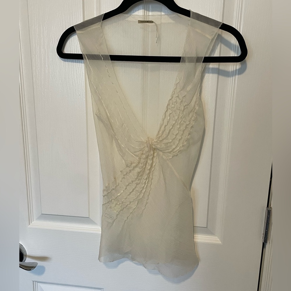 Max Studio Sheer Cream Blouse 100% Silk